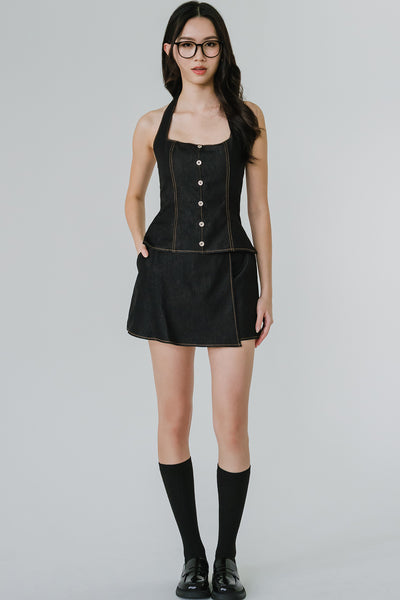 Beth Denim Skort (Black)