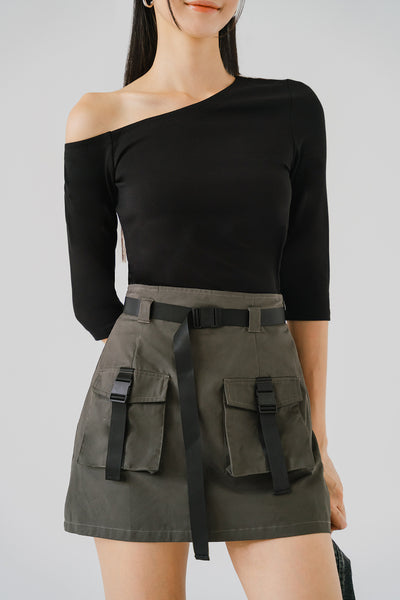 Concrete Buckle Skort (Slate Grey)