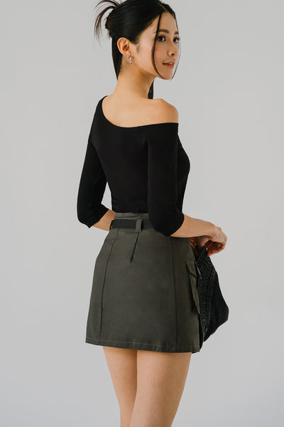 Concrete Buckle Skort (Slate Grey)