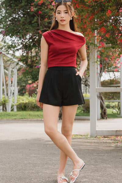 Bianca One Shoulder Top (Cherry Red)