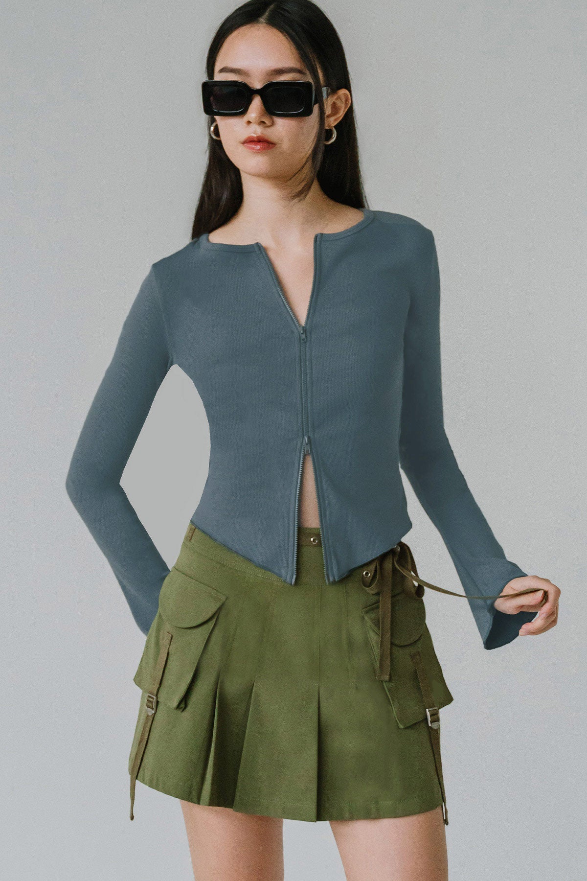 Aeris Dual-Zipper Top (Teal)