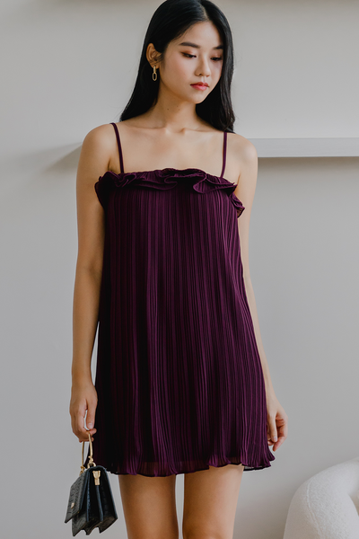 Spring Fling Pleat Dress (Mulberry)