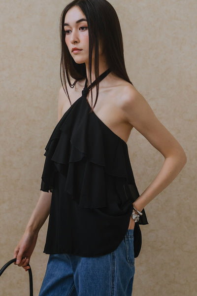 Amore Padded Halter Top (Black)