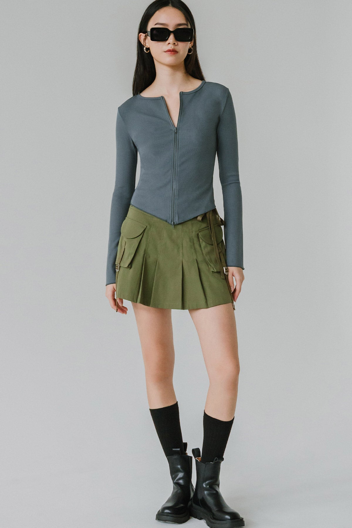 Aeris Dual-Zipper Top (Teal)