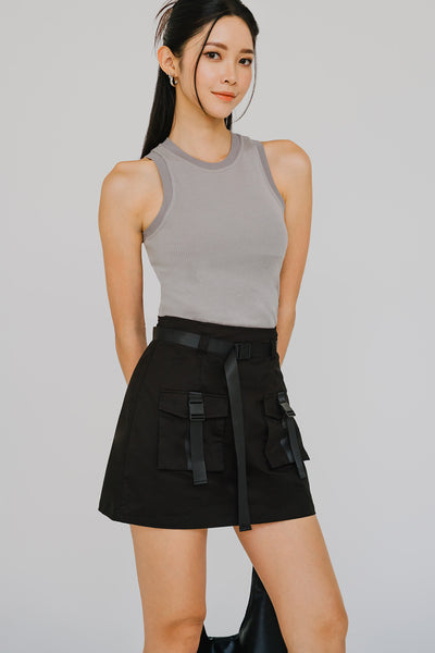 Concrete Buckle Skort (Black)