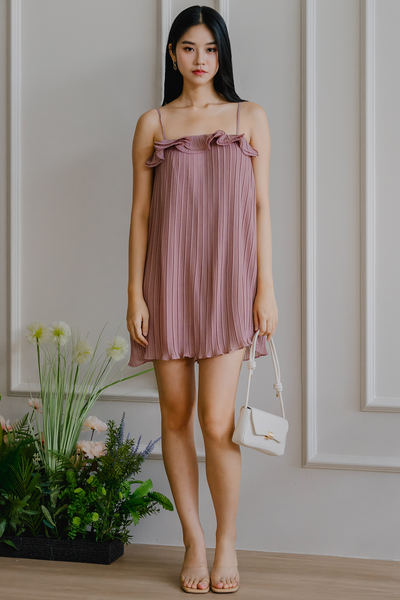 Spring Fling Pleat Dress (Muted Pink)