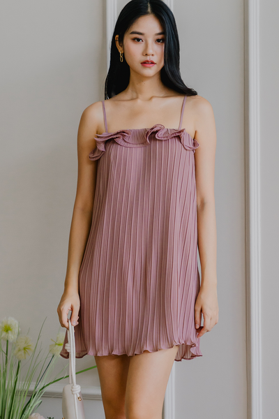 Spring Fling Pleat Dress (Muted Pink)