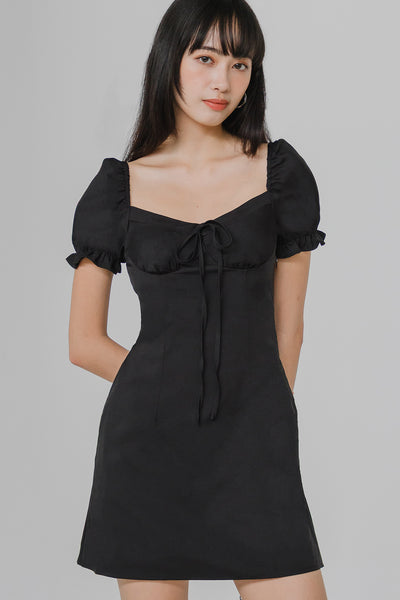 Cassidy Padded Romper Dress (Black)