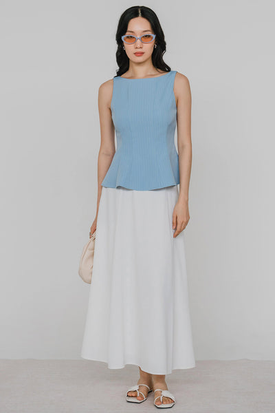 Ella Padded Pinstripe Top (Sky)