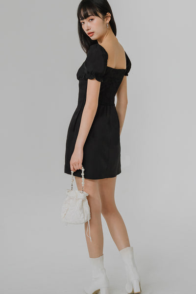 Cassidy Padded Romper Dress (Black)