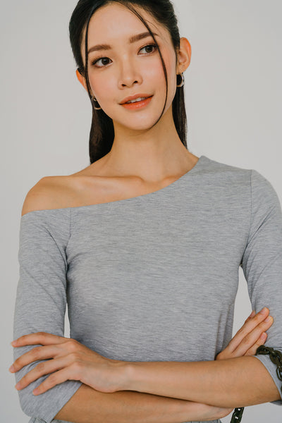 Showstopper One Shoulder Top (Grey)