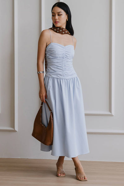 Giselle Padded Ruche Dress (Blue)