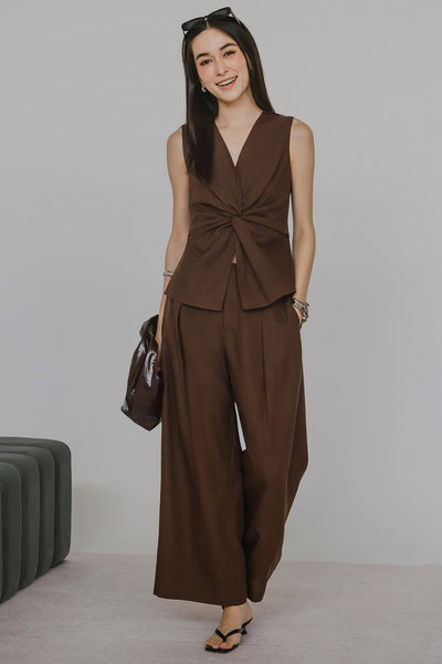 Leona Linen Pants (Brown)
