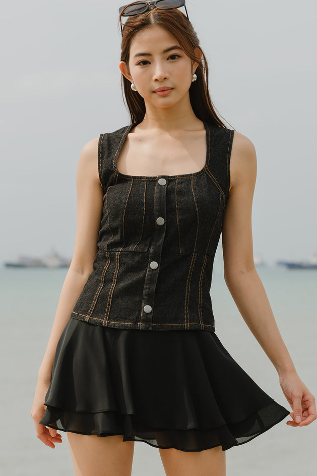 Noemi Denim Top (Dark)