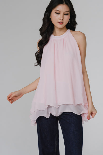 Anya Tiered Ruffle Top (Pink)