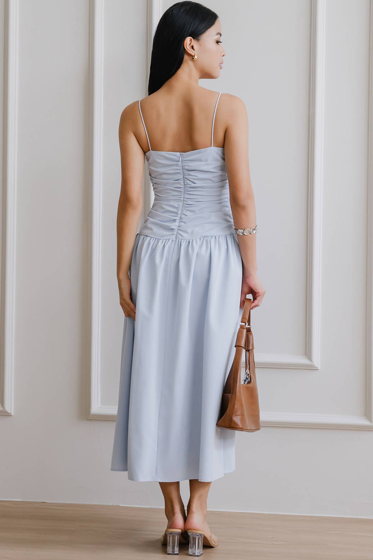 Giselle Padded Ruche Dress (Blue)