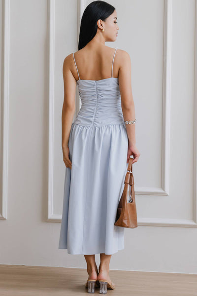 Giselle Padded Ruche Dress (Blue)
