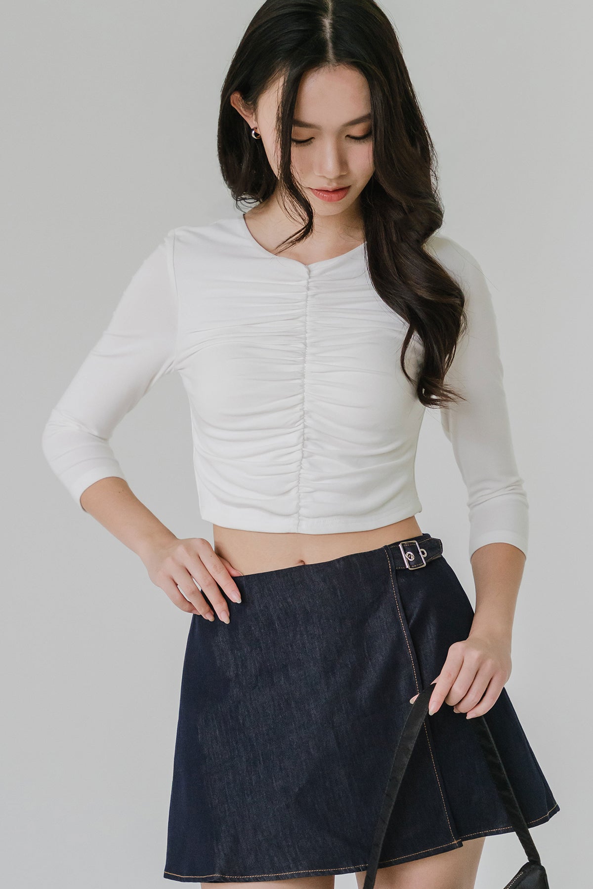 Maisel Padded Ruched Top (White)