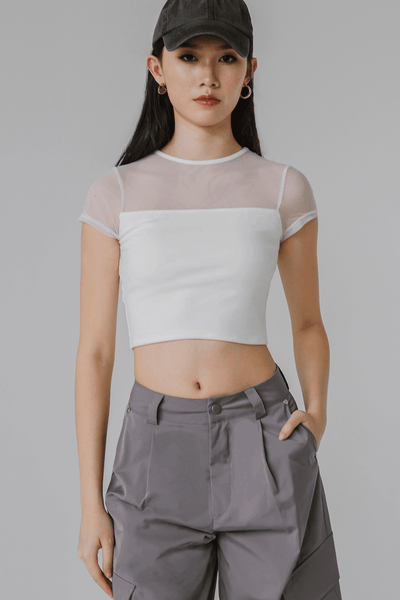 Miri Padded Mesh Top (White)