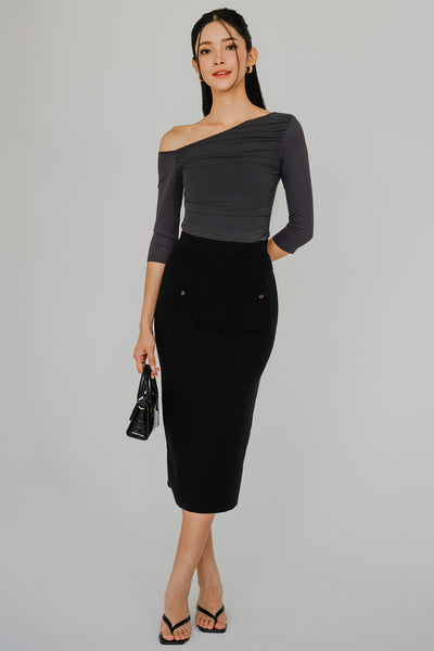 Dreamer Knit Midi Skirt (Black)