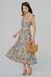 Botanical Breeze Pleated Dress (Marigold)