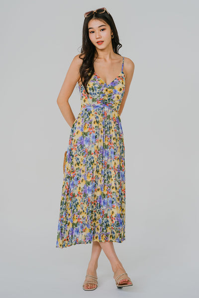 Botanical Breeze Pleated Dress (Marigold)