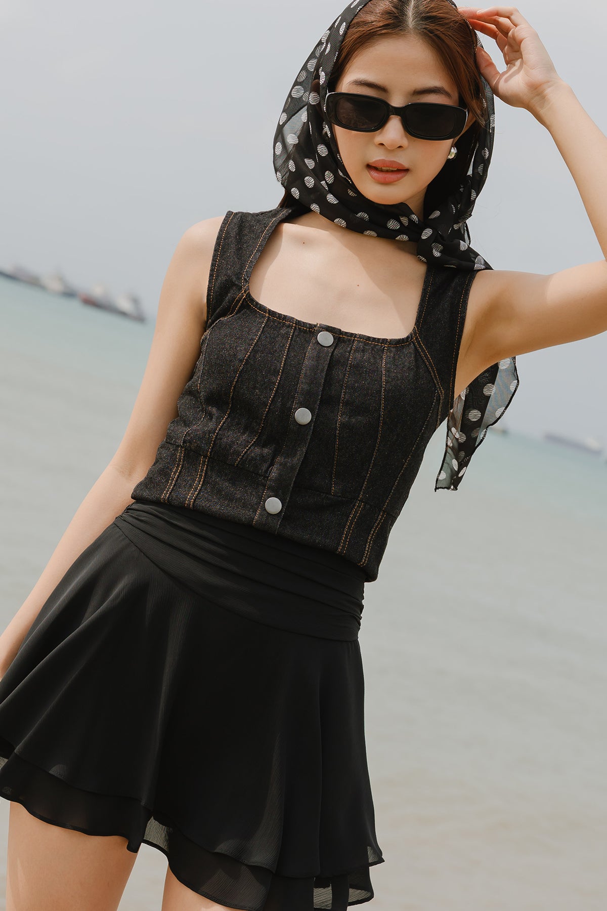 Noemi Denim Top (Dark)