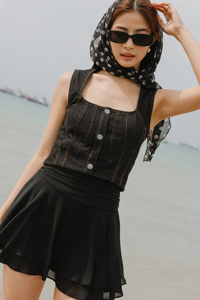 Noemi Denim Top (Dark)