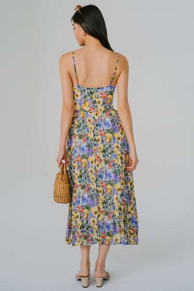 Botanical Breeze Pleated Dress (Marigold)