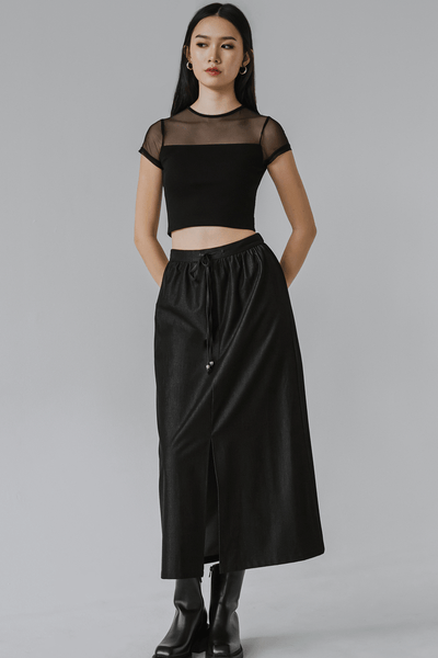 Miri Padded Mesh Top (Black)