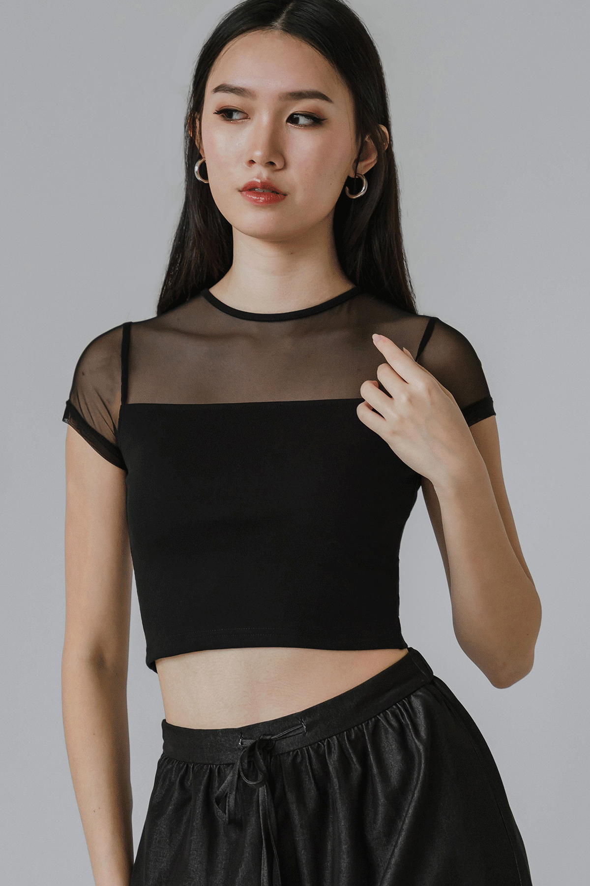Miri Padded Mesh Top (Black)