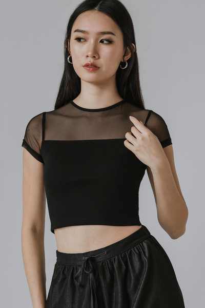 Miri Padded Mesh Top (Black)