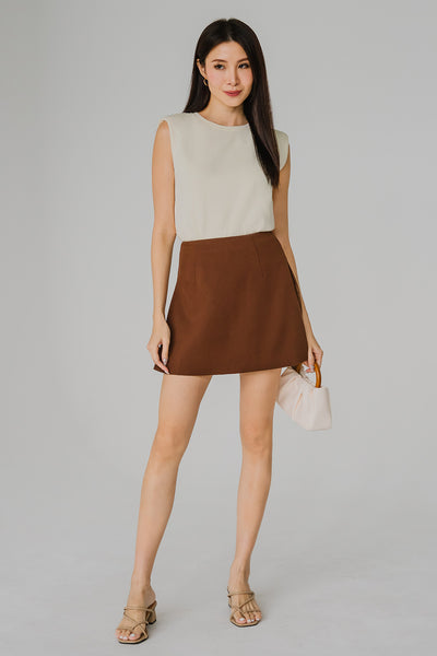 Minimalist Shoulder Padded Top (Cream)