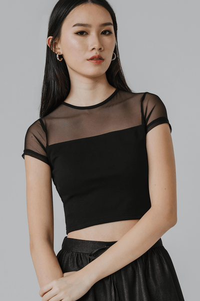 Miri Padded Mesh Top (Black)