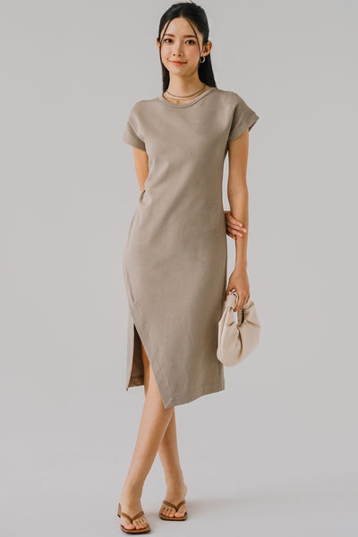 The Everyday Side Slit Dress (Taupe)