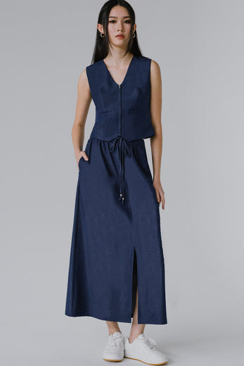 Dakota Zipper Vest (Navy)