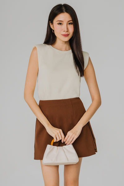 Minimalist Shoulder Padded Top (Cream)