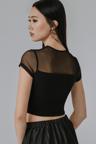 Miri Padded Mesh Top (Black)