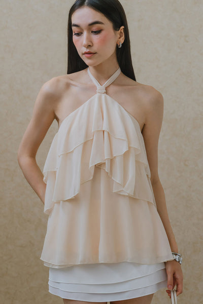 Amore Padded Halter Top (Cream)
