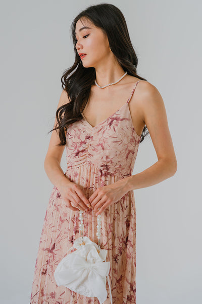 Botanical Breeze Pleated Dress (Rose)