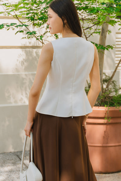 Lucille Eyelet Trim Top (White)