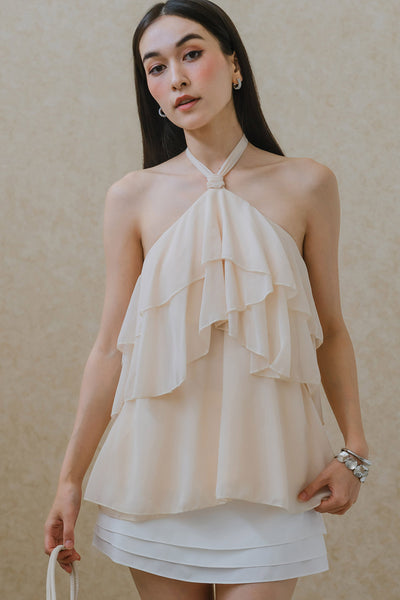 Amore Padded Halter Top (Cream)