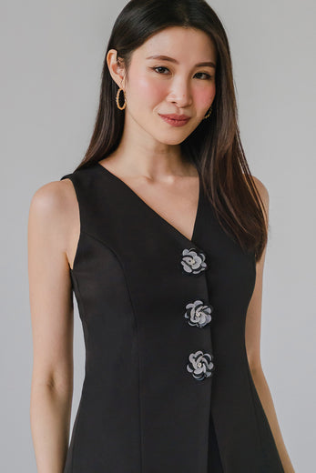 Elle Luxe Vest Top (Black)