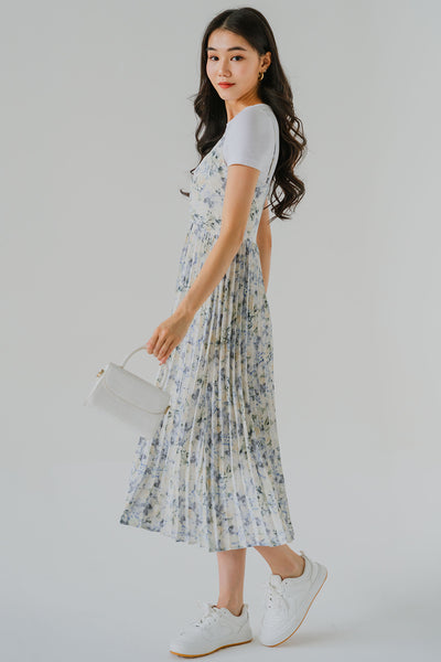 Botanical Breeze Pleated Dress (Bluebell)