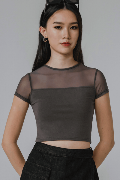 Miri Padded Mesh Top (Grey)