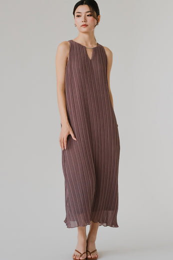 Aether Embellish Pleat Dress (Mauve)