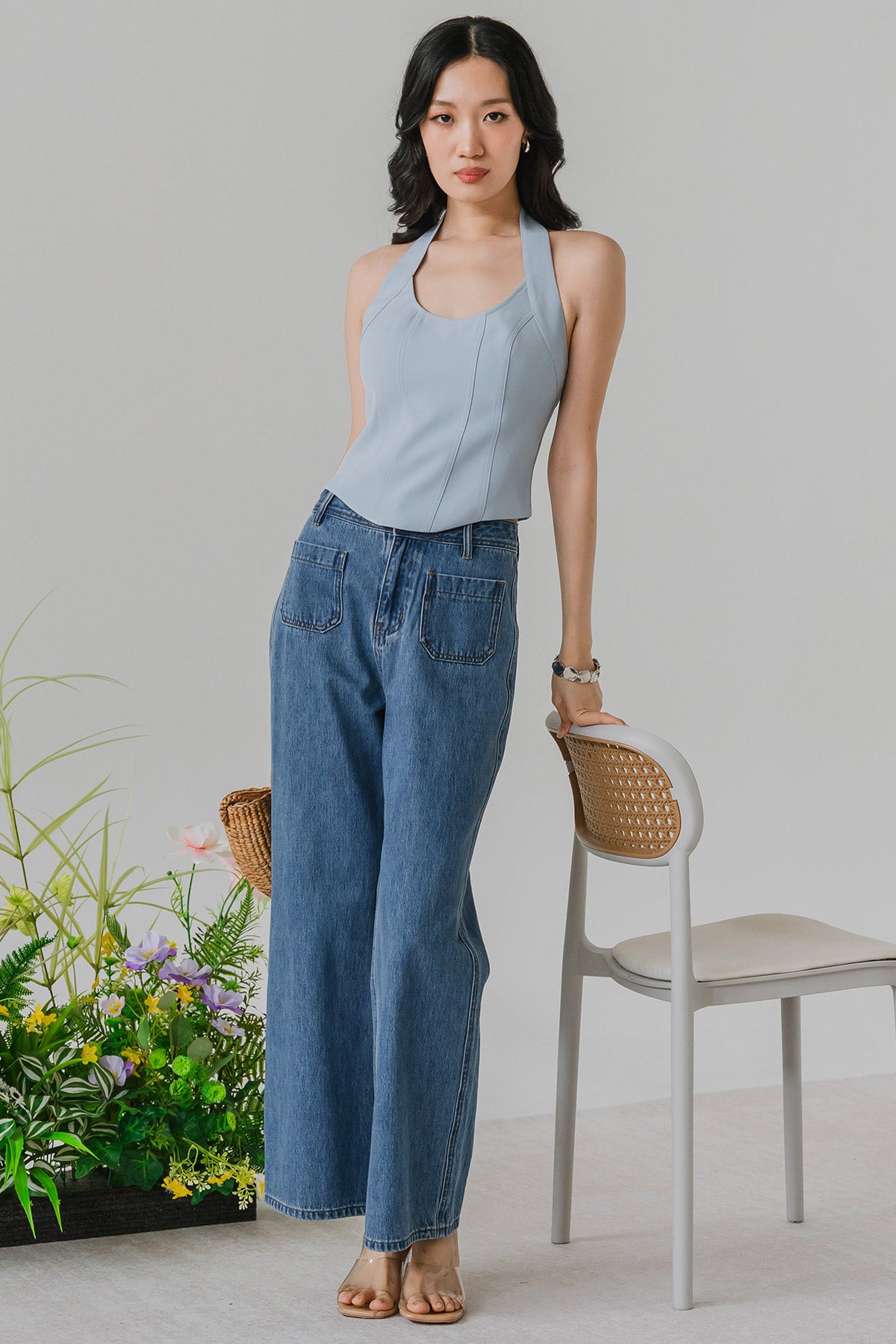 Aura Padded Halter Top (Sky)