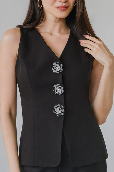 Elle Luxe Vest Top (Black)