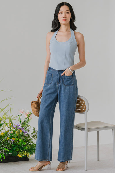 Aura Padded Halter Top (Sky)
