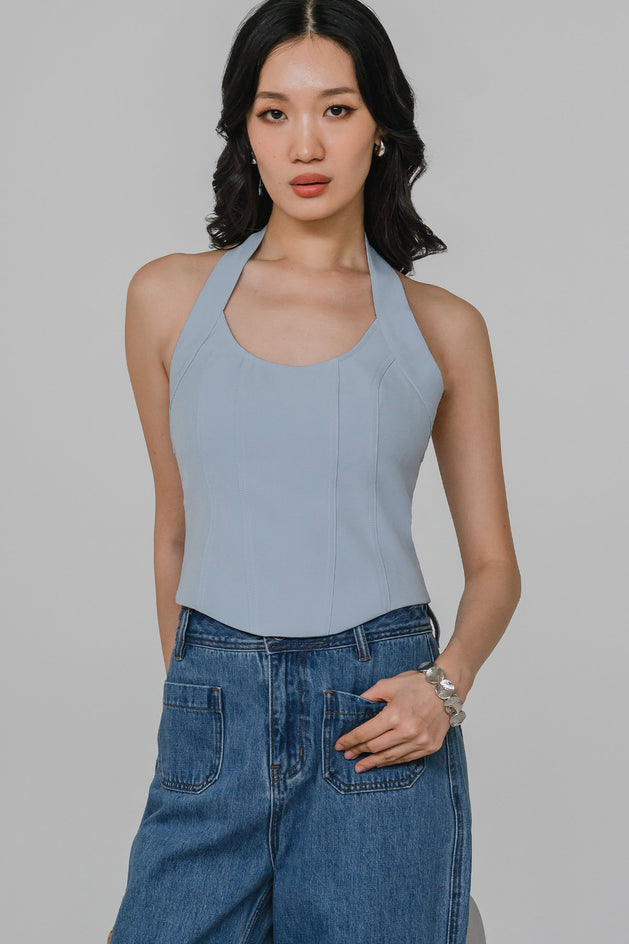 Aura Padded Halter Top (Sky)